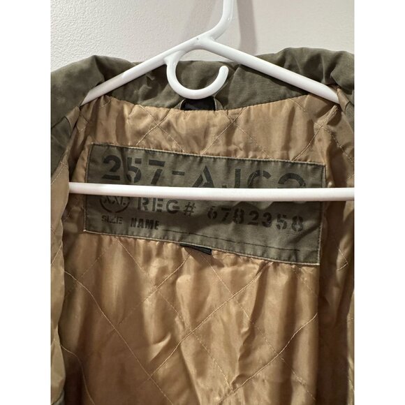 Vintage Olive Green Canvas Military Cargo Lined Field Jacket 257-AJC XXL Heavy - Picture 7 of 14